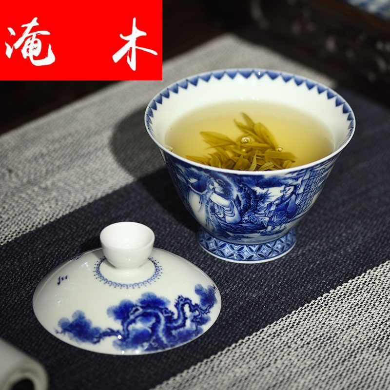 Submerged wood jingdezhen ceramics character of The Three Kingdoms to hand all Three tureen kung fu tea bowl