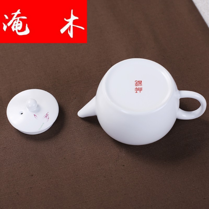 Submerged wood up with jingdezhen ceramic decal color ink fat white teapot kung fu tea set the teapot item tea kettle