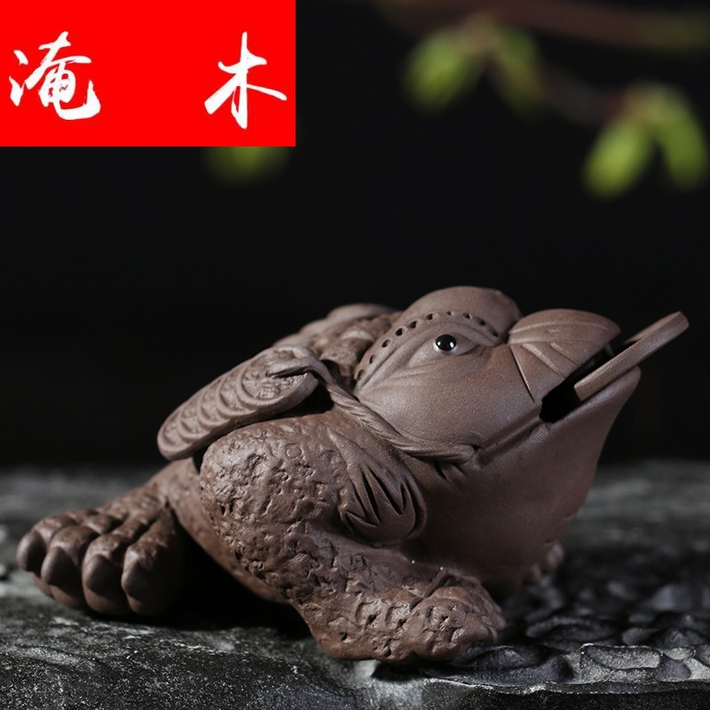 Flooded mu yi xin violet arenaceous three - legged lucky can raise spittor tea pets play kung fu tea set and accessories checking quality