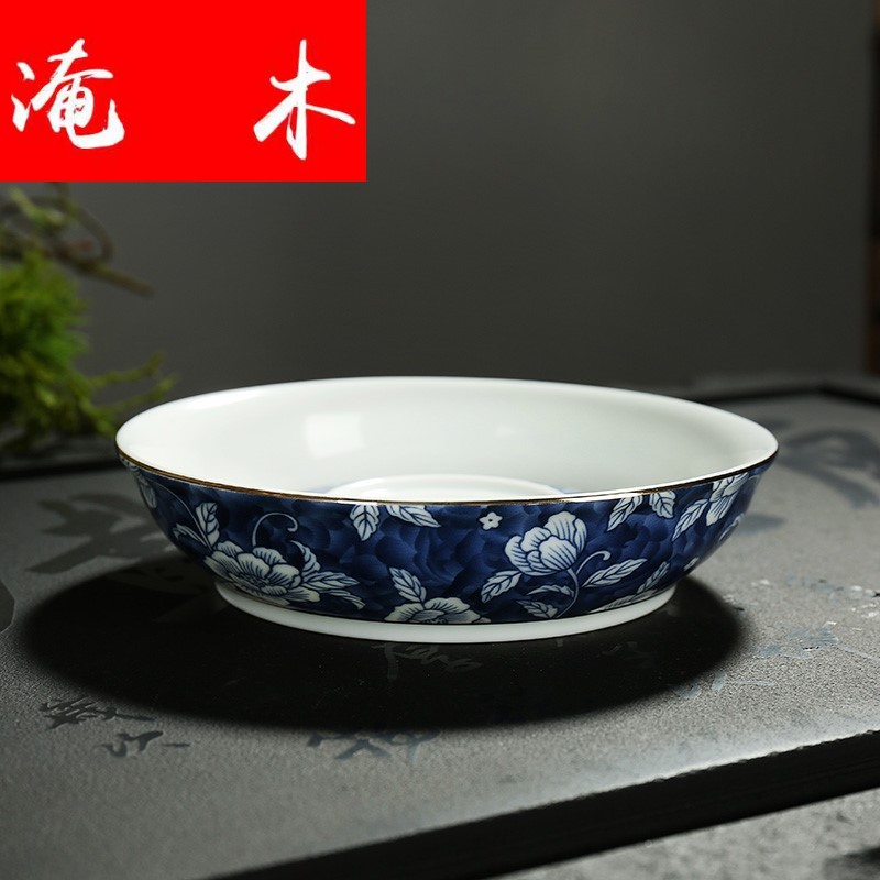 Submerged wood, ceramic famille rose flower is jingdezhen blue and white household tureen colored enamel kung fu tea tea cup three to worship