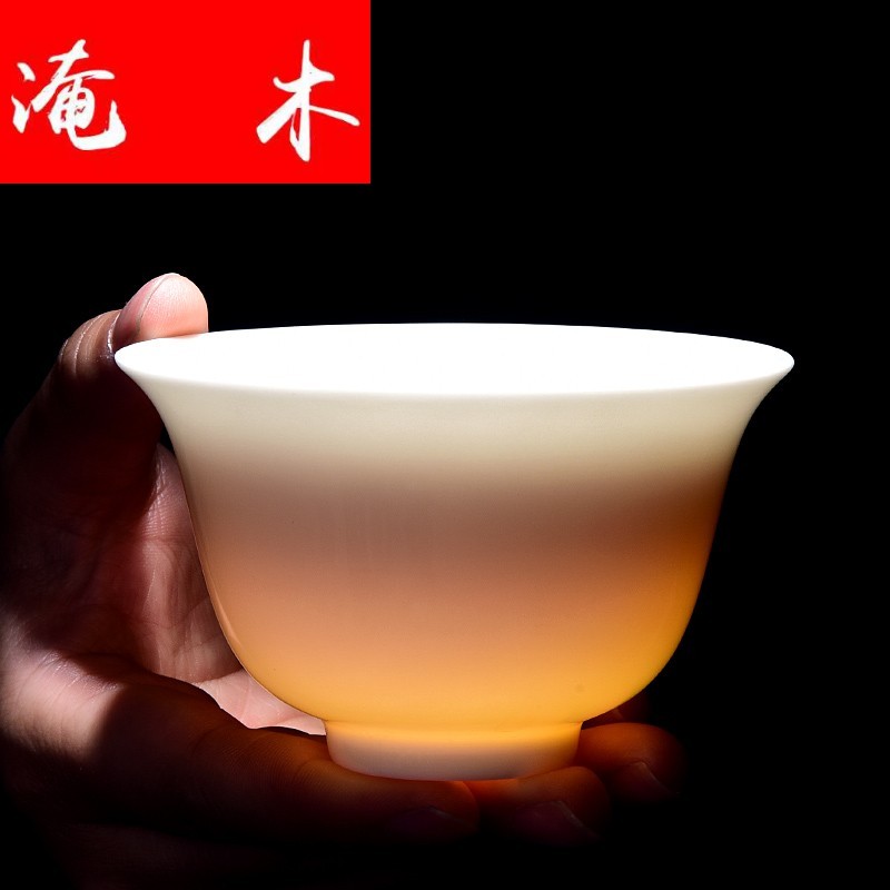 Submerged wood white porcelain GaiWanCha lid cup bowl back economic jade light ceramic checking tea kungfu tea set three bowls