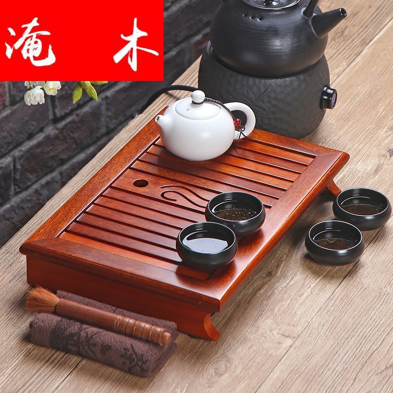 Submerged wood small ceramic kung fu tea set your up glass household of Chinese style of a complete set of ebony hua limu tea tray is red