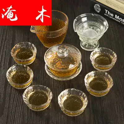 Flooded Wood simple glass tea set household kung fu tea brewers modern transparent tea cup 6 sets