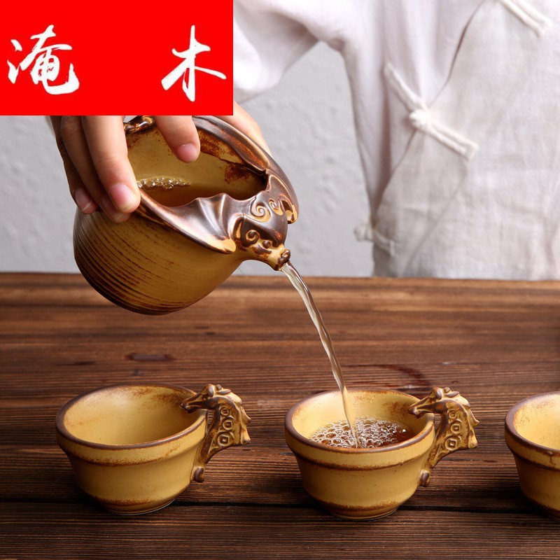 Flooded the roundabout seal hou kung fu tea tea set gift set automatically restores ancient ways coarse pottery lazy tea logo