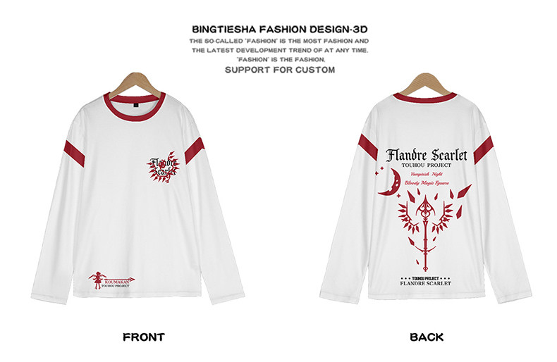 Flandre Scarlet TouHou Project Cosplay Long Sleeve T-Shirt Casual