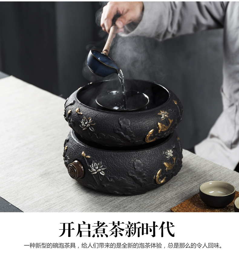 NiuRen cast iron pot of electric heating the boiled tea, the electric TaoLu boiled tea bowl points, kung fu tea set household of Chinese style
