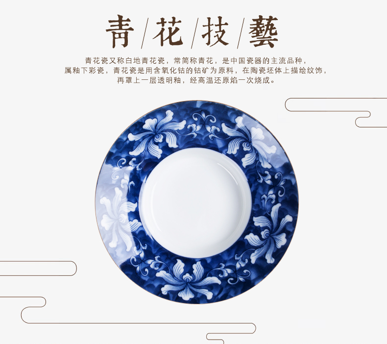 NiuRen blue - and - white kung fu tea set ceramic household whole creative teapot set of tea cups tureen gift boxes