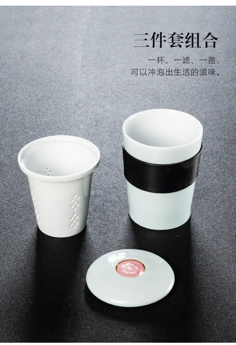 NiuRen move office mark cup with cover glass ceramic custom couples filtering cup tea cup home