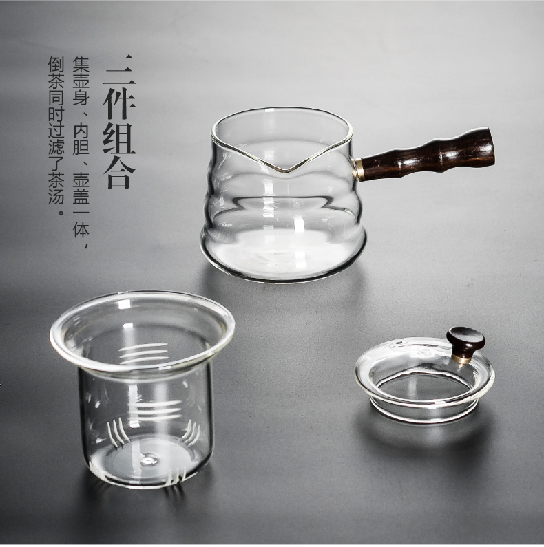 NiuRen glass cooking dual - use electric teapot TaoLu make tea tea ware household contracted steamer set transparent side put the pot