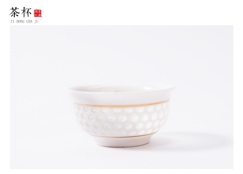 NiuRen exquisite hollow out half automatic ceramic kung fu tea set lazy household tureen tea to implement the hot