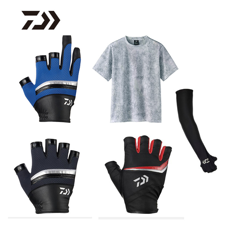 DAIWA Yamato 21 new sunscreen breathable quick-drying short-sleeved anti-UV sleeve fishing gloves with five fingers - Taobao