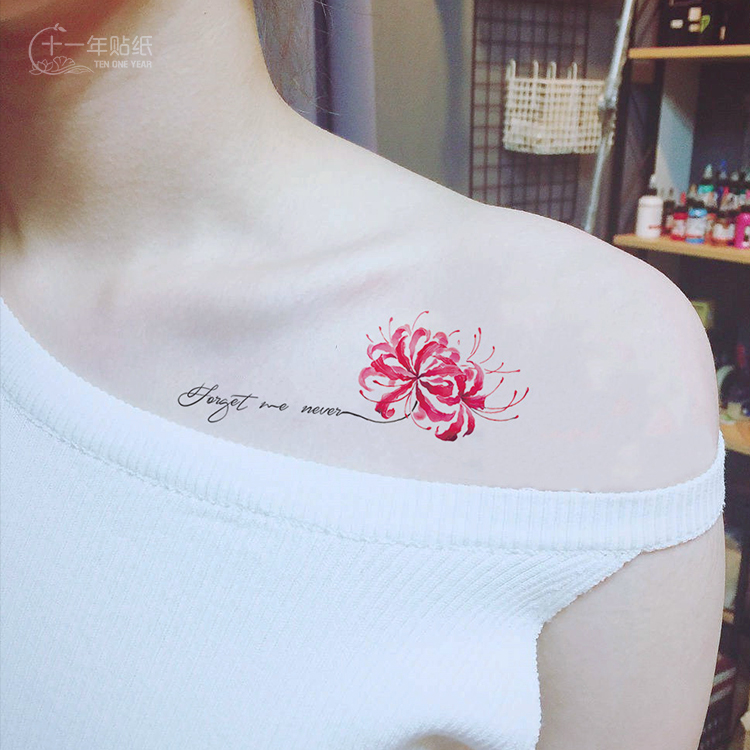 Pegan-side patterned body Waterproof Girl Persistent Sensation Red Manchu Chauhua Chest Front Collarbone Tattooed Stickers