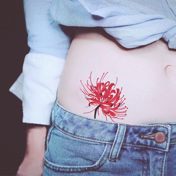 The other side flower tattoo stickers waterproof female long-lasting simulation cover up sexy temptation collarbone waist tattoo stickers