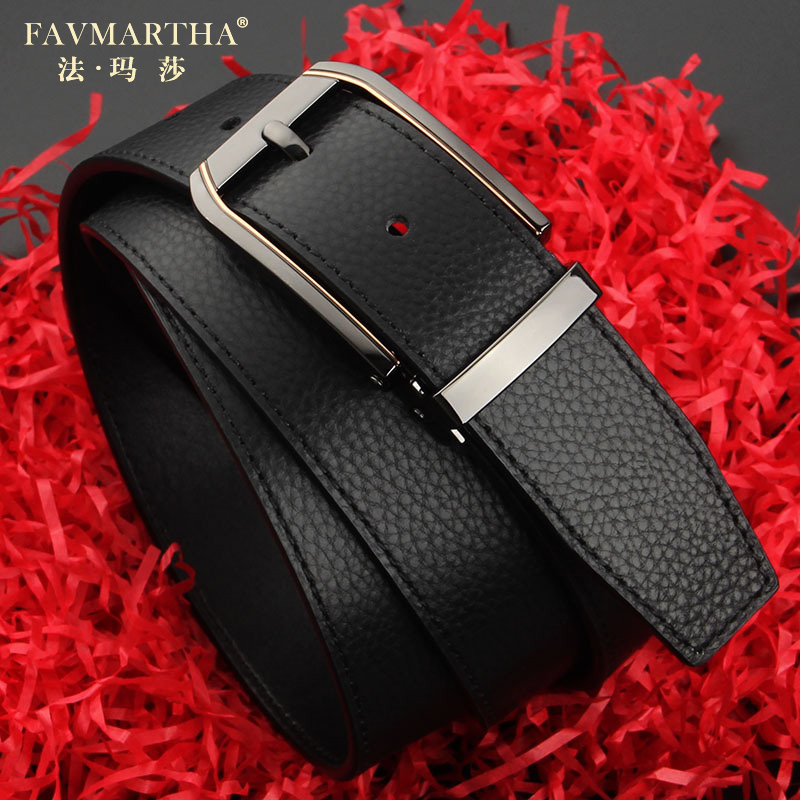 High-end belt male leather needle buckle and pure bull leather middle-aged belt business casual pants luxury