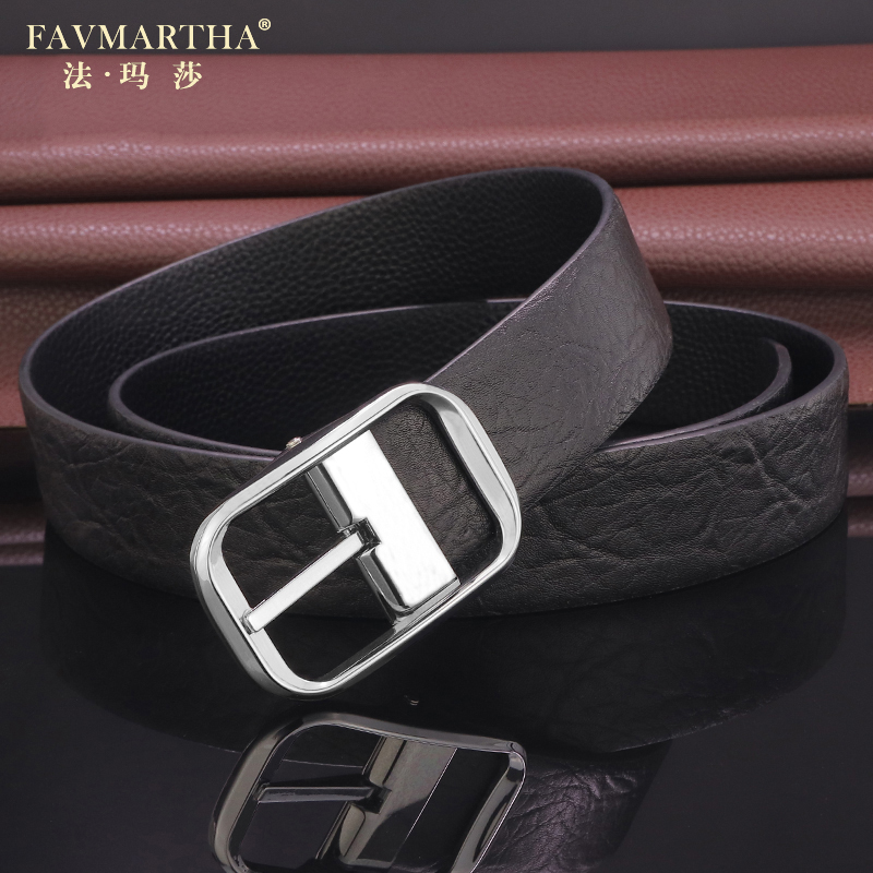 High-end simple needle belt male head pure cow leather casual leather belt fashion dress belt