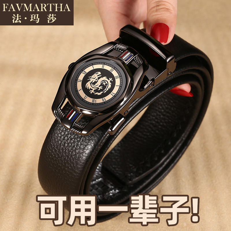 Upscale men's suit leather belt Male head layer Bull Leather Business Automatic Buckle Genuine Leather Belt Tide Men's Pants With Luxury