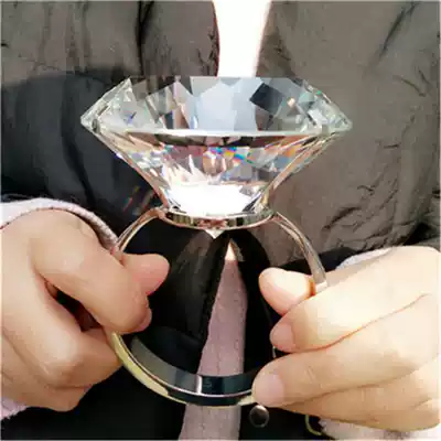 Funny gift crystal big diamond ring proposal white table props Tanabata Valentine's Day to send girlfriend wife birthday