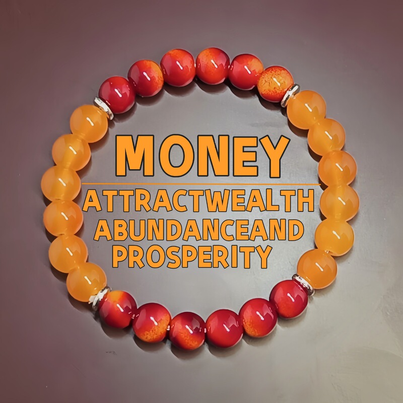 Temu New Product Healing Crystal Popular Item Prosperity and Good Luck Elastic Bracelet 8mm Orange Quartz with Red Gradient Temu New Product Healing Crystal Popular Item Prosperity and Good Luck Elastic Bracelet 8mm Orange Quartz with Red Gradient