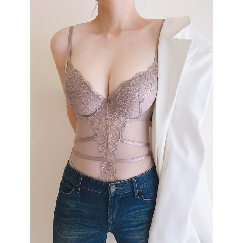 Victtoia Mrs Lace Push-Up Slimming Shapewear All-In-One Hollow Mesh Tummy Control Waist Corset Bodysuit