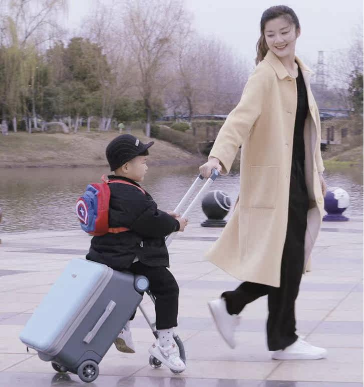 Gringboy can take a ride on a pull-lever case Lazy Man with Scooter God Instrumental children Dual-use Travel Boarding Suitcase