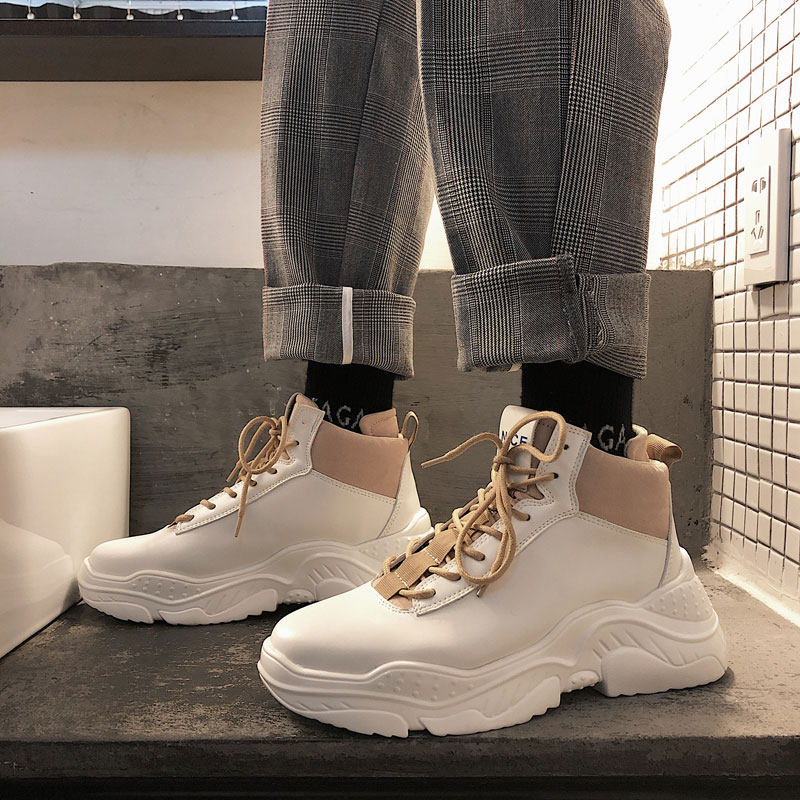 High cylinder men's shoes 100 hitch wave shoes thick bottom 100 lap 2022 new little white old daddy shoes spring autumn season heightening