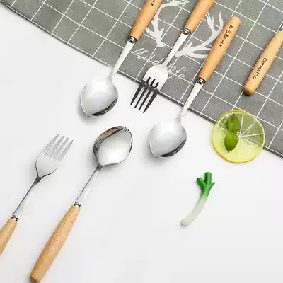 Long handle stainless steel spoon coffee mixing spoon small spoon rice spoon tablespoon tablespoon students use fork spoon household tableware