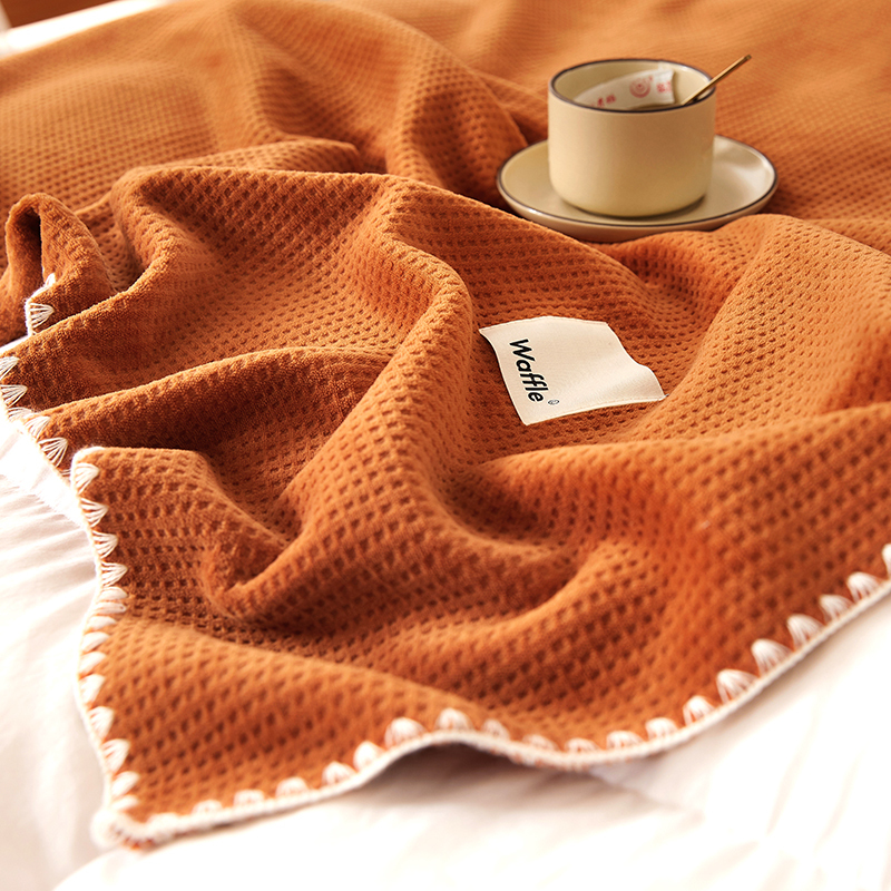 Waffle Weave + Milk Velvet Blanket for Office Nap, Coral Fleece Throw Blanket, Air Conditioning Sofa Towel, Small Quilt Waffle Weave + Milk Velvet Blanket for Office Nap, Coral Fleece Throw Blanket, Air Conditioning Sofa Towel, Small Quilt