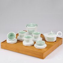 GuWu kiln fire jade celadon high-end kung fu tea set one pot four cups office guest gift limited collectors edition