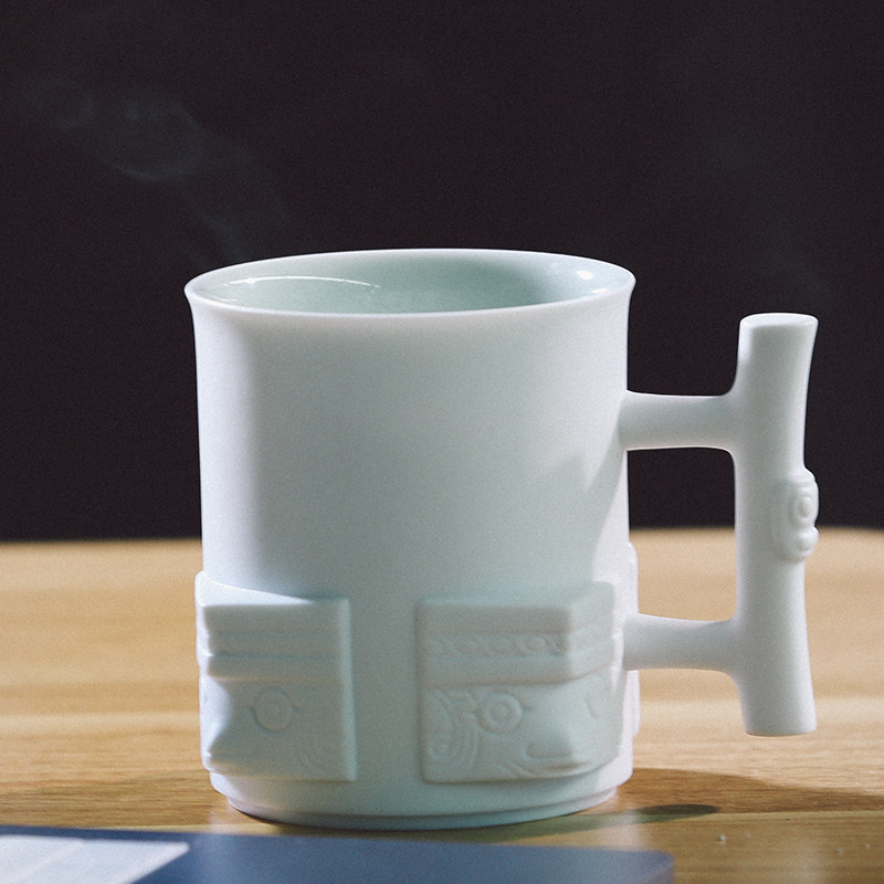 Ancient Wu kiln fire ceramic mug office water cup female tea cup male creative personality trend Liangzhu gift
