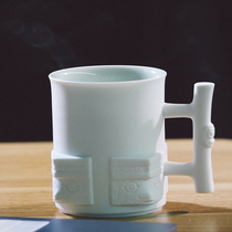 Guwu kiln fire ceramic mug office water cup childrens tea cup male creative personality trend Liangzhu gift