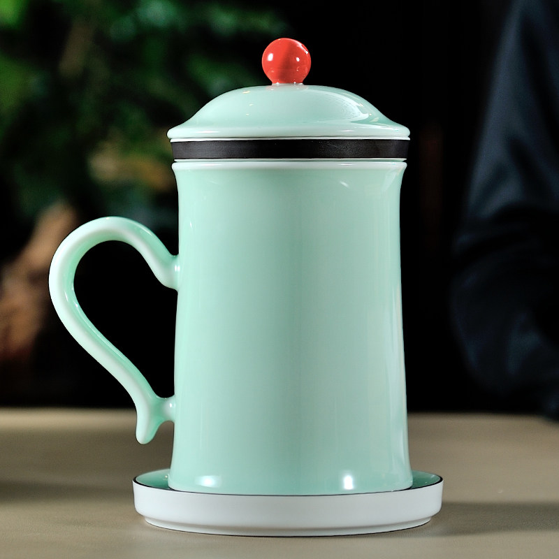 Ancient Wu kiln good luck master cup single cup tea cup ceramic with tea leak tea tray office tea cup gift packaging