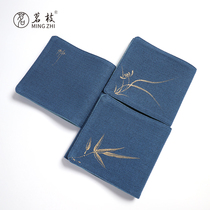 Mingzhi tea mat cotton and linen tea table fabric Chinese tea flag mat retro tea set tea ceremony accessories tea mat Zen