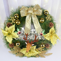 Christmas Decorations Christmas Deer Head Pine Needle Flower Ring Finished Product 50cm Christmas Flower Ring Luminous Wall Hanging Shop Window Hem