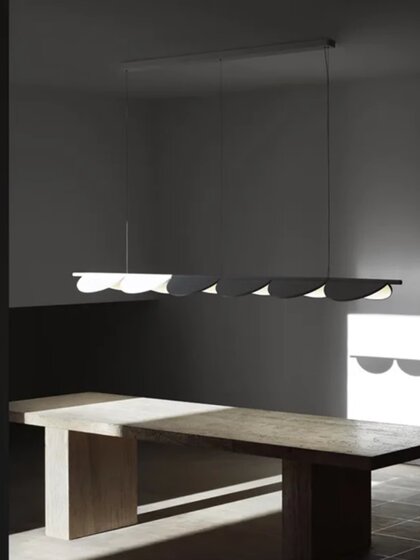 New Italian Post-Modern Restaurant Island Designer Chandelier Long Strip Creative Leaf Living Room Tea Room Led Light