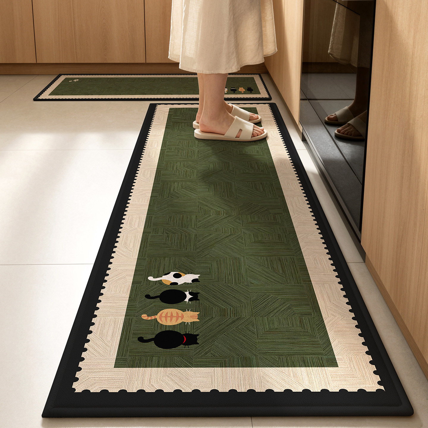 No-wash absorbent kitchen mat