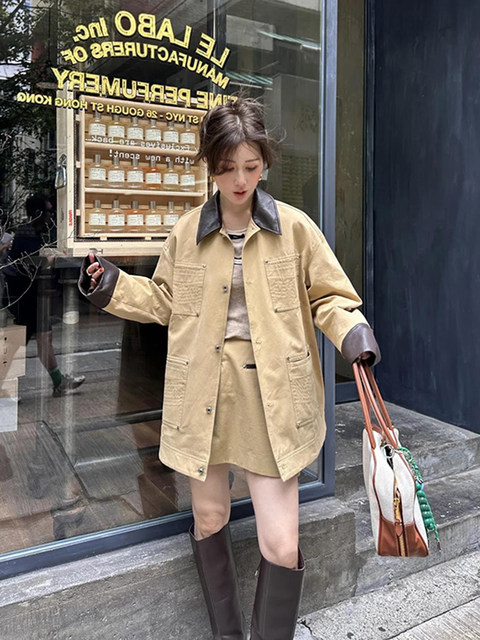 Turn Right/Chen Daxi Design-Inspired Four-Pocket Jacket American Retro Workwear Style Silhouette Jacket for Women