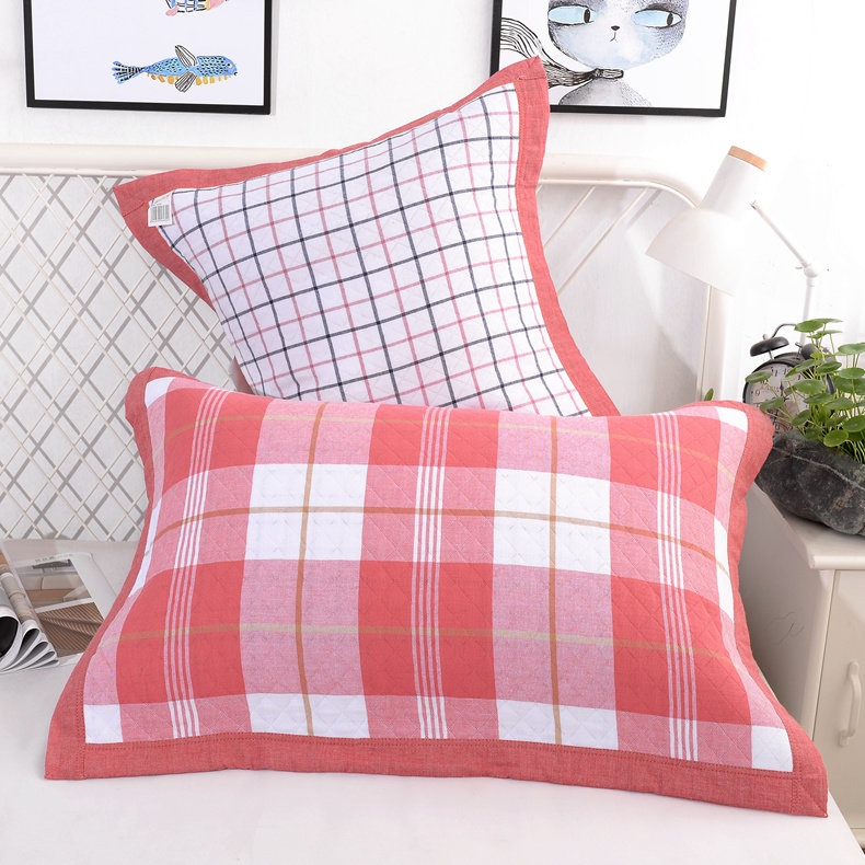 Plaid pillow towel pure cotton pair pack single four-layer gauze cover towel household cotton simple style Nordic adult whole towel