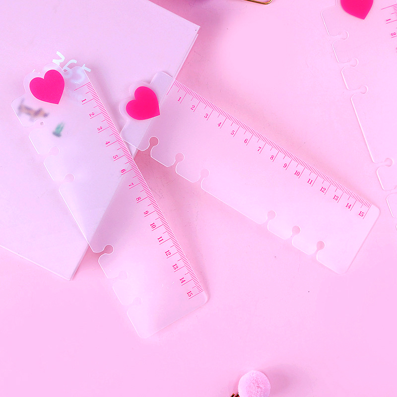 Pink love 15CM binder bookmark ruler accessories A5A6 girl heart cute 6-hole hand account book stationery