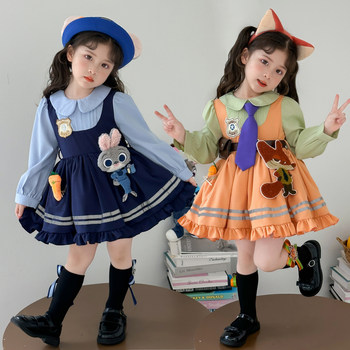 Girls Judy Rabbit Police Officer Dress Spring and Autumn New Children's Style Lolita Dress Girls Birthday Princess Dress
