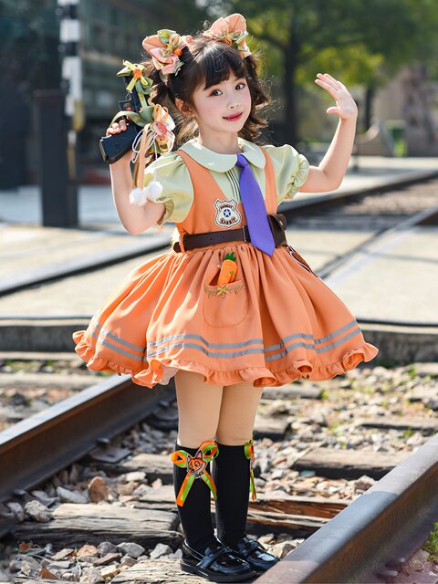 Girls' Zootopia Nick Fox Cosplay Costume Little Girl Lolita Princess Dress Disney Birthday Dress