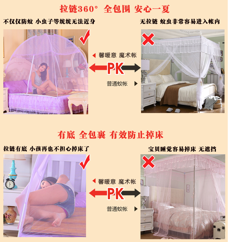 Miễn phí cài đặt muỗi net yurt gấp 1.5 M giường 1.8 m đôi 1.2 sinh viên duy nhất ký túc xá khung dây kéo nhà