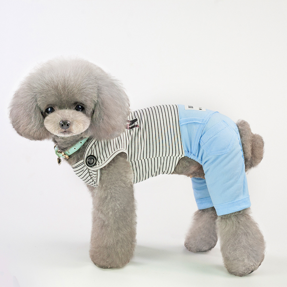 Pet mùa hè mới sọc chó bốn chân Teddy VIP hơn gấu nhỏ chó mèo jumpsuit quần áo - Quần áo & phụ kiện thú cưng nón cho chó