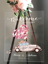 Welcome sign sign engagement banquet balloon welcome card transparent acrylic glass relief sign-in wedding customization