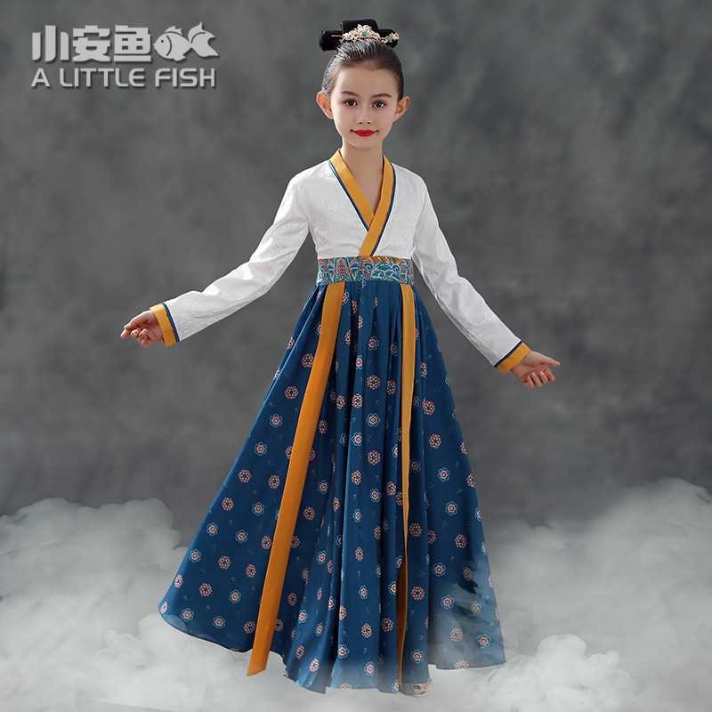 Girl's Han suit foreign clothing Spring loaded with Chinese wind and ancient clothes Super fairy Tang Costume Little Girl Princess Gufeng Dress dress