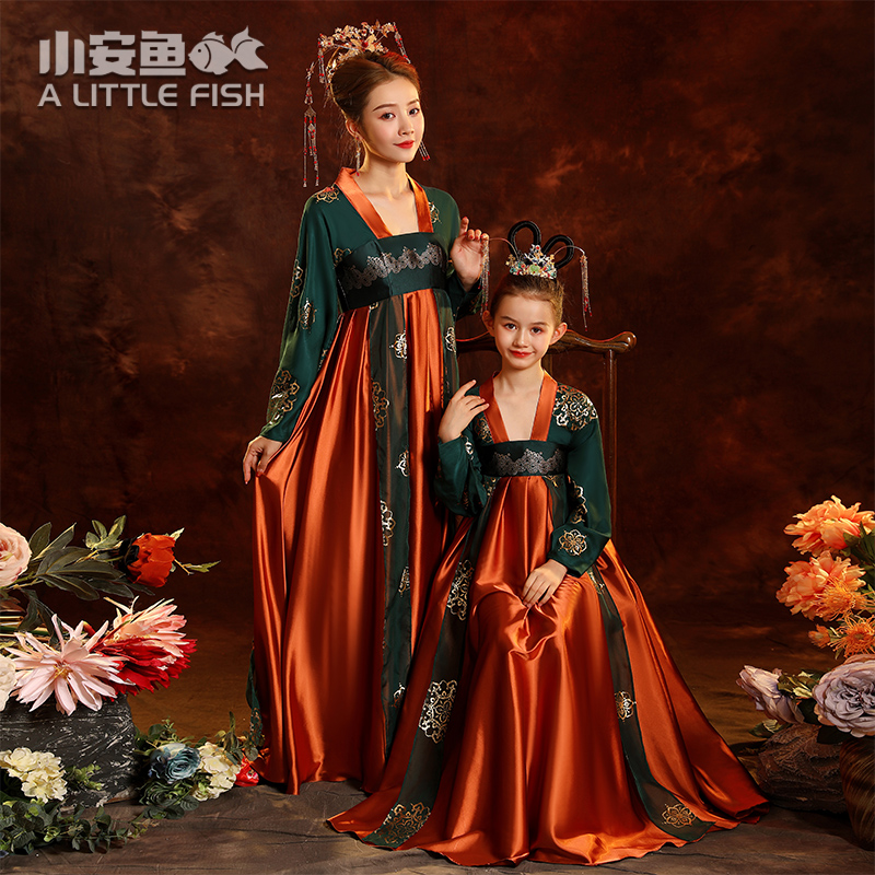 Hanfu parent-child clothing Mother and daughter national style noble super fairy dress Chinese style long-sleeved ancient costume Tang costume Summer and autumn