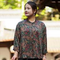 Heavy Pound Blouse Women 2022 New Autumn Big Code Mom High-end Mulberry Silk Middle Sleeve Real Silk Shirt