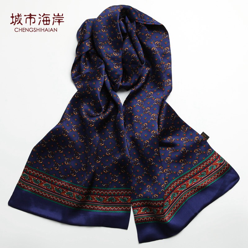 City Coast British Silk Men's Silk Scarf Silk Scarf Mulberry Silk Long Scarf Scarf Autumn and Winter Tide Men's New