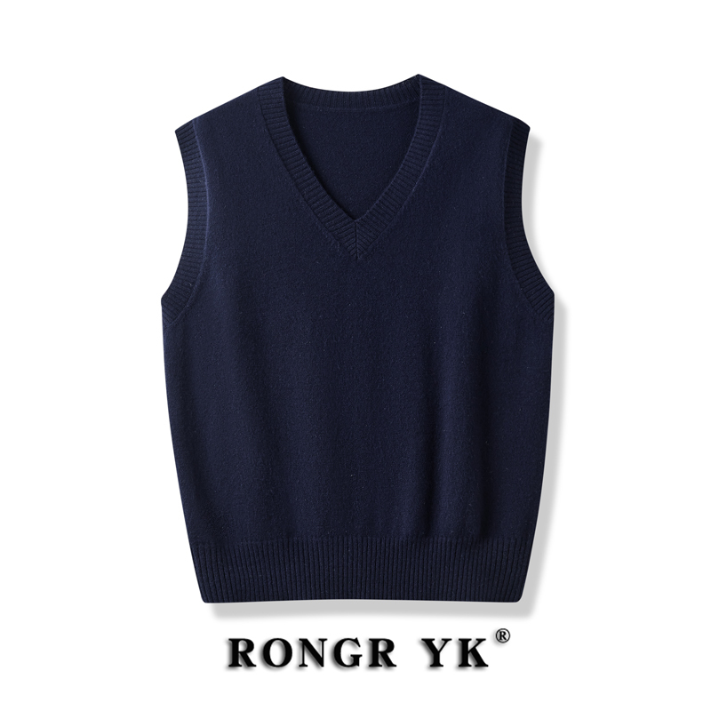Spring and Autumn 100% Pure Wool Knitted Vest Workwear Vest for Women Short Versatile Commuter V-Neck Sweater Thin Style