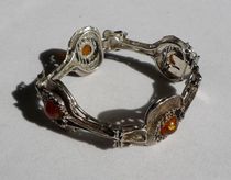 Overseas Reflux Lonely collection Germany 835 Real silver inlaid with 4 natural Baltic Amber Bracelet 40 7g