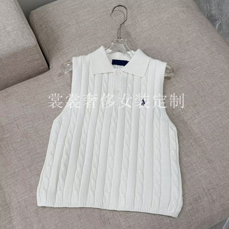 26 Spring and Summer New Style Pony Embroidered Logo Hemp Flower Knit Vest Sleeveless Versatile Knit Top